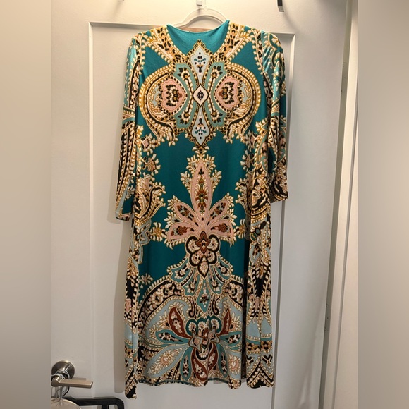 Chicos Bohemian Teal and Brown Dress - Picture 3 of 6